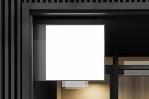 istock Square mock up sign on gray building wall 1163786821