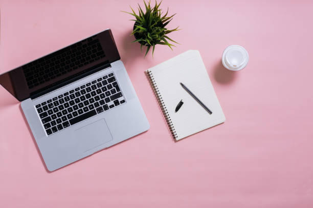 istock flat lay of laptop 1163787019