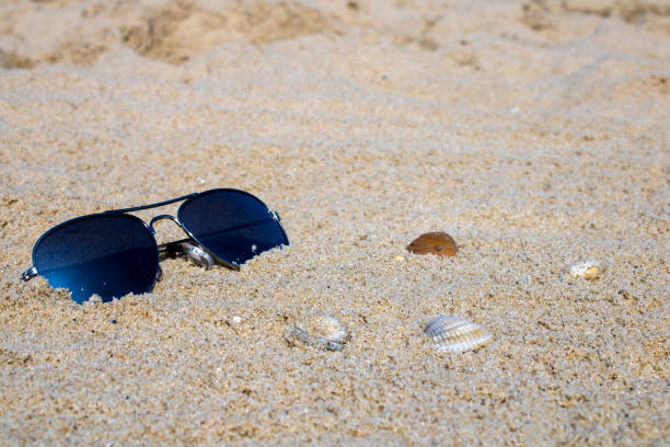 istock Sunglasses in the sand 1163788491