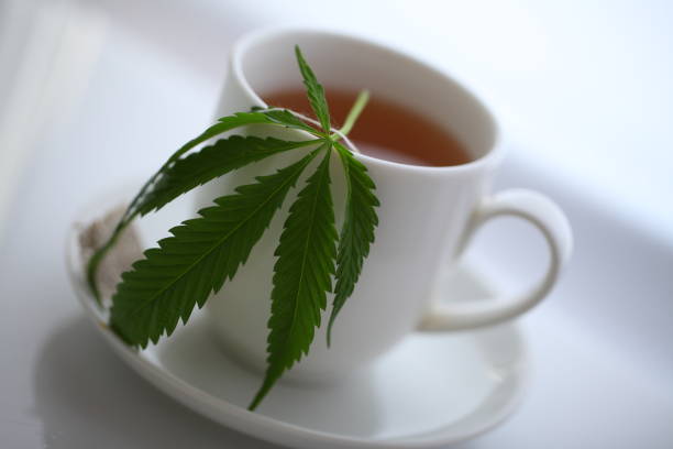 istock hemp tea .  medical cannabis leaf 1163788741