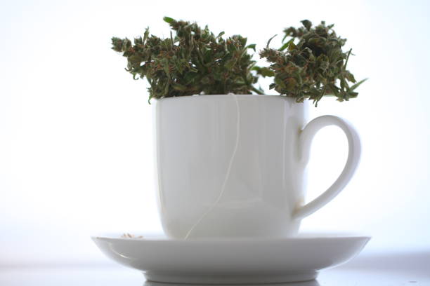 istock hemp tea .  medical cannabis leaf 1163788751
