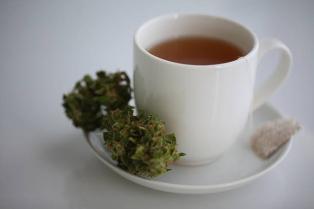 istock hemp tea .  medical cannabis leaf 1163788754