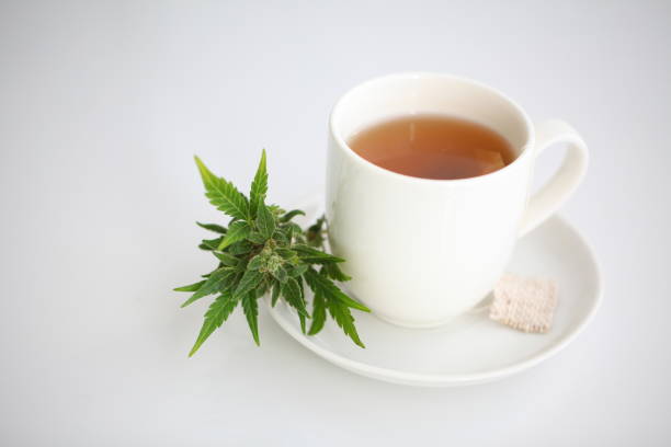 istock hemp tea .  medical cannabis leaf 1163788769