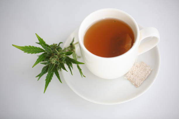 istock hemp tea .  medical cannabis leaf 1163788779