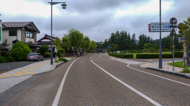 vista de la ciudad de hiraizumi - mutsu fotografías e imágenes de stock