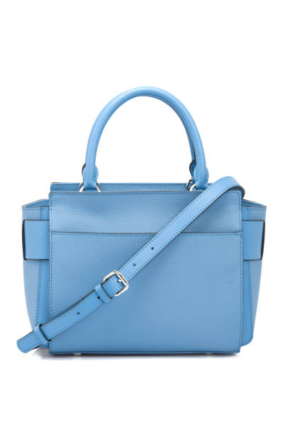 istock Blue Leather Women Bag On White Background 1163792746