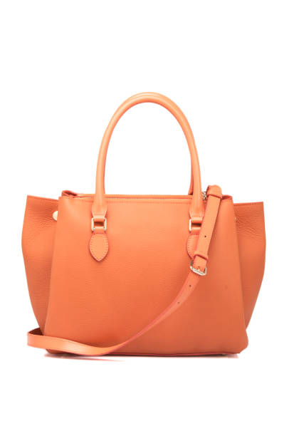 istock Orange Leather Women Bag On White Background 1163792857