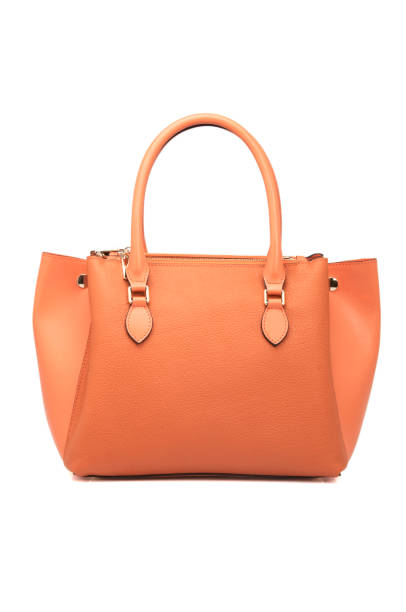 istock Orange Leather Women Bag On White Background 1163792858