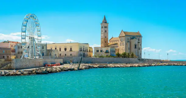 Trani waterfront with the beautiful Cathedral. Province of Barletta Andria Trani, Apulia (Puglia), southern Italy.