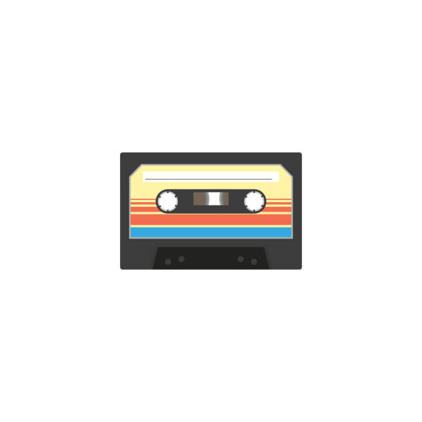 ilustraciones, imágenes clip art, dibujos animados e iconos de stock de cassette con retro 80s sobre fondo blanco. ilustración vectorial en diseño plano - retro revival music audio cassette old