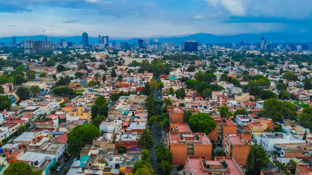 Aerial shot of and nort from mexico city stock photo