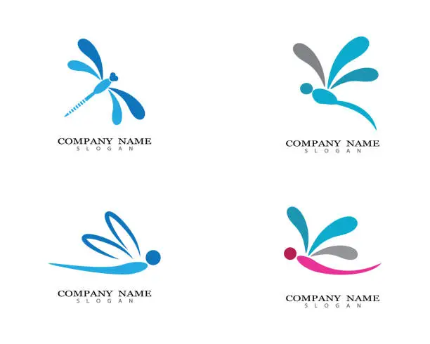 Vector illustration of Dragonfly logo template vector icon illustration