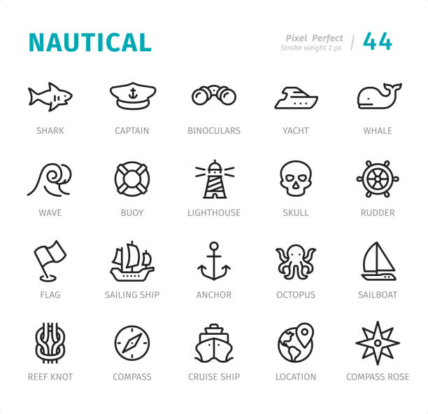 illustrations, cliparts, dessins animés et icônes de nautical - graphismes pixel perfect avec légendes - storm pirate sea nautical vessel