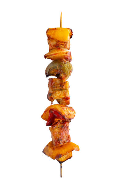 istock Grilled pork skewer and vegetables barbecue isolated on white background 1163827652
