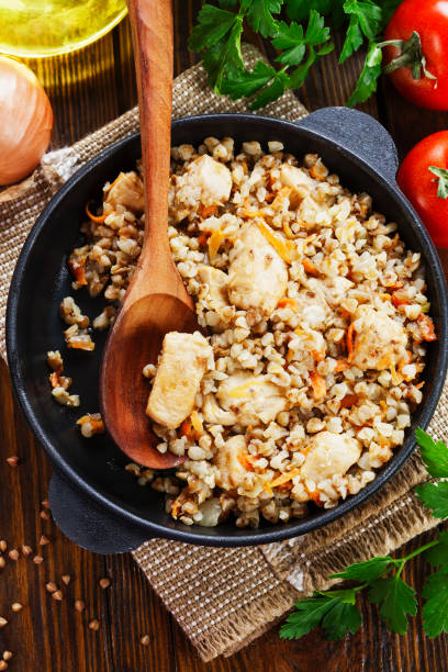 istock Buckwheat porridge with meat 1163827670