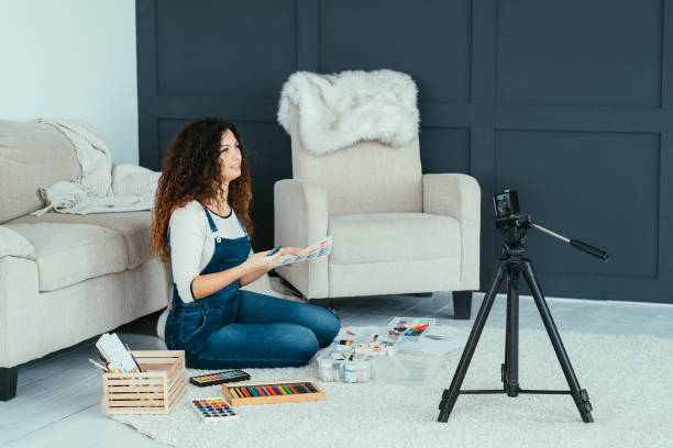 istock creative influencer vlog lady artist essentials 1163827775