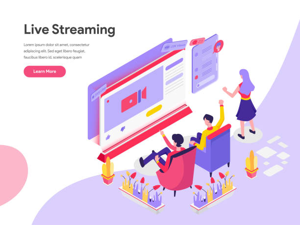 Landing page template of Live Streaming Isometric Illustration Concept. Isometric flat design concept of web page design for website and mobile website.Vector illustration vector art illustration