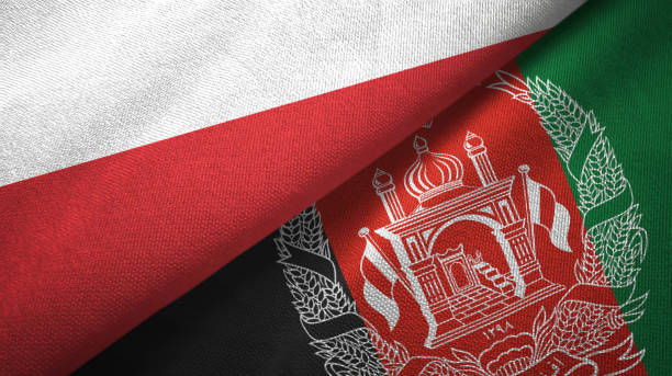 istock Poland and Afghanistan two flags textile cloth, fabric texture 1163832046