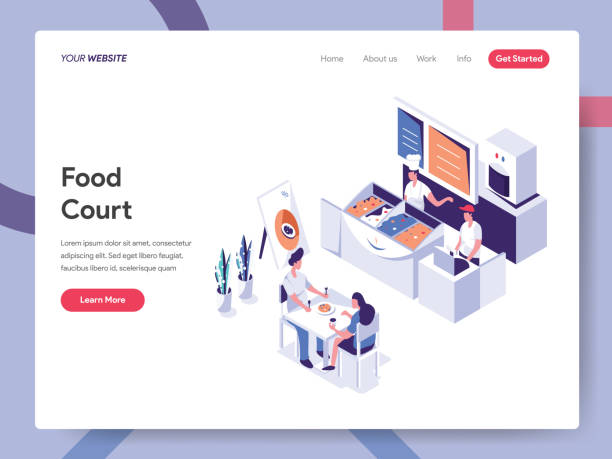 Landing page template of Food Court Illustration Concept. Isometric flat design concept of web page design for website and mobile website.Vector illustration EPS 10 vector art illustration