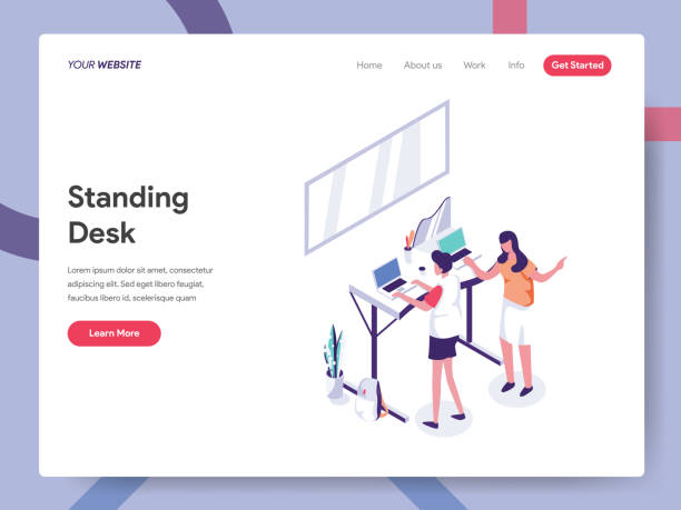 Landing page template of Standing Desk Illustration Concept. Isometric design concept of web page design for website and mobile website.Vector illustration vector art illustration