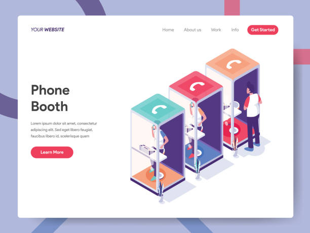 Landing page template of Phone Booth Illustration Concept. Isometric design concept of web page design for website and mobile website.Vector illustration vector art illustration