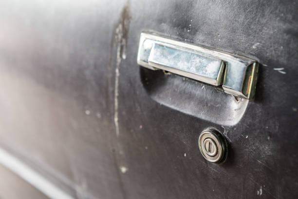 istock Close up of Old car door handle 1163835879