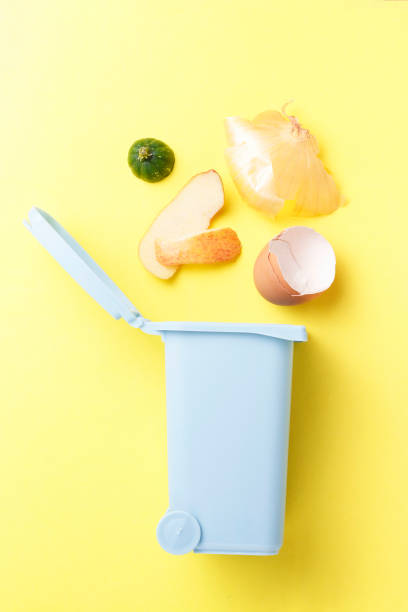 istock Organic waste and dumpster on a yellow background, the concept of garbage sorting 1163838123