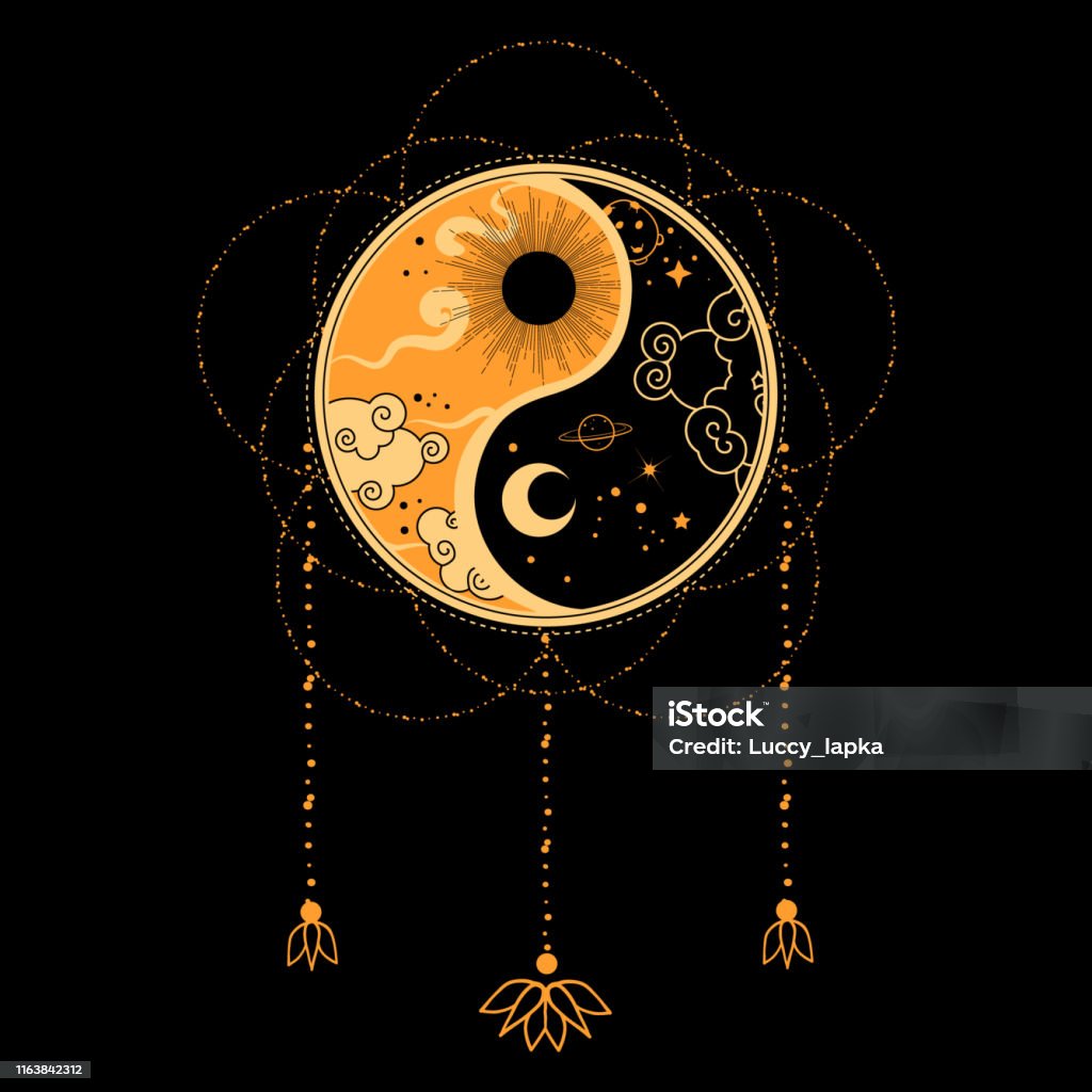 Yin Yang Flash Tattoo Dreamcatcher Concept Native Tribal Art Stock  Illustration - Download Image Now - iStock