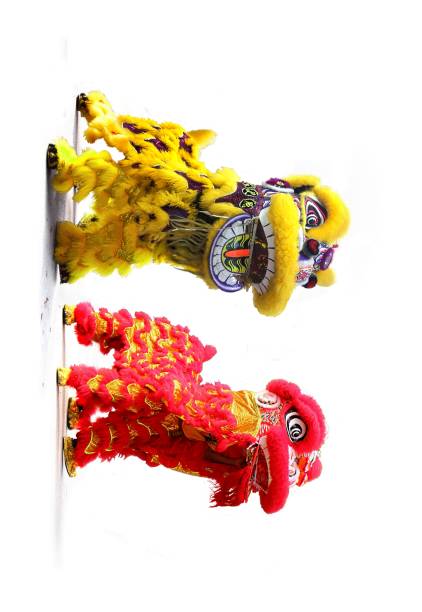 Chinese New Year lion dance stock photo