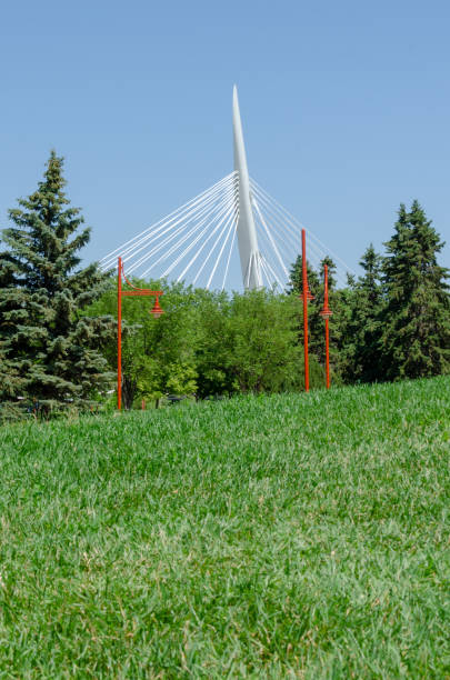 esplanade riel spire und hängedrähte - esplanade riel stock-fotos und bilder