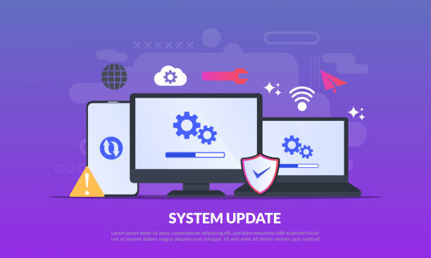 обновление системы изменение новой версии программного обеспечения. установка процесса обновления, программа обновления, установка сети � - patch stock illustrations
