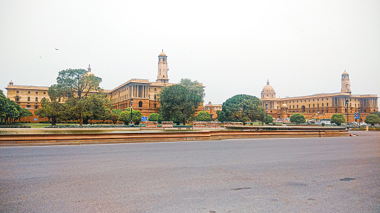 Parliament house in capital Delhi, India.