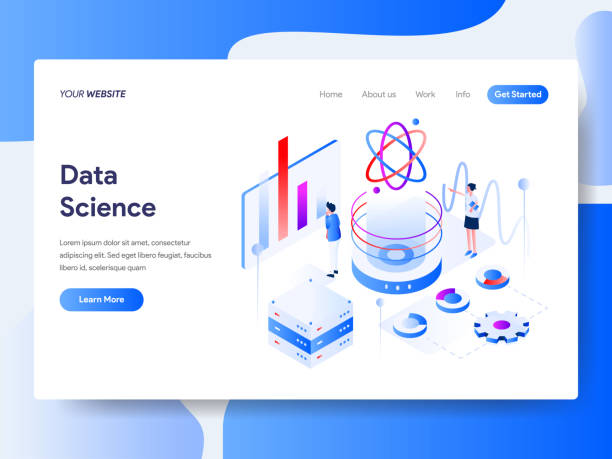 Landing page template of Data Science Isometric Illustration Concept. Isometric flat design concept of web page design for website and mobile website.Vector illustration vector art illustration