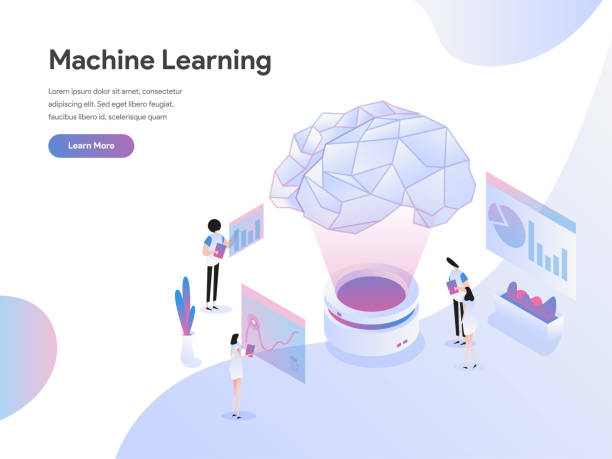 Landing page template of Machine Learning Illustration Concept. Flat design concept of web page design for website and mobile website.Vector illustration vector art illustration