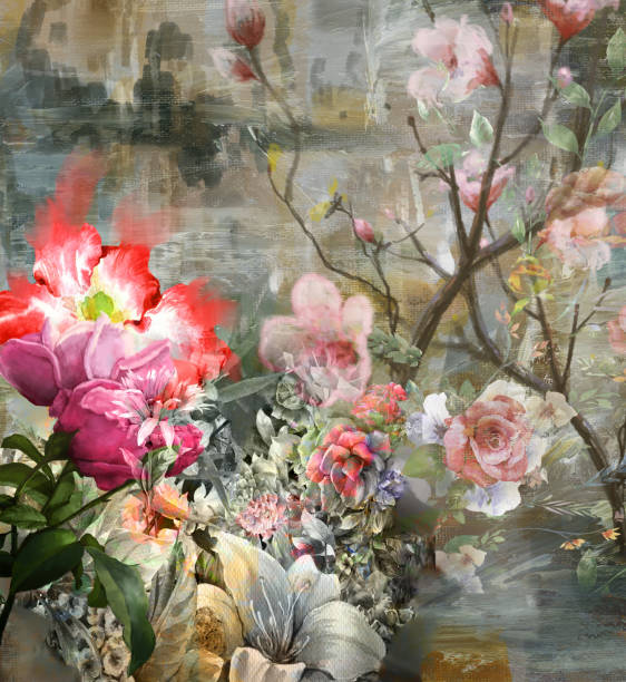istock Abstract art colorful flowers  painting. Spring multicolored illustration 1163857675