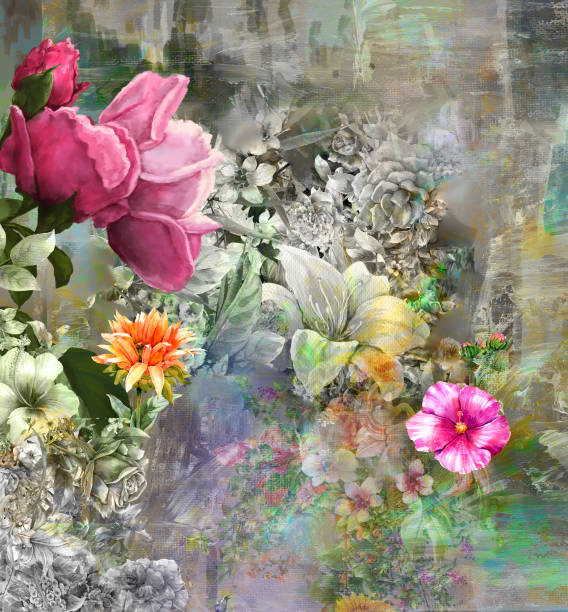 istock Abstract art colorful flowers  painting. Spring multicolored illustration 1163857700