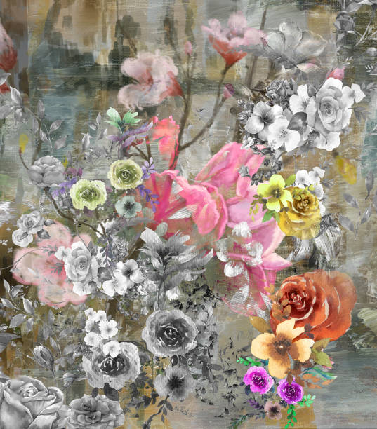istock Abstract art colorful flowers  painting. Spring multicolored illustration 1163857784