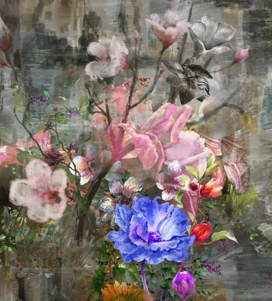 istock Abstract art colorful flowers  painting. Spring multicolored illustration 1163857791