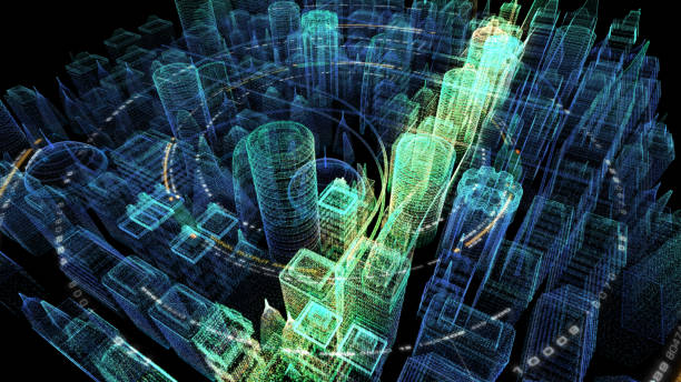 istock Futuristic holographic 5G digital wireless city 1163864302
