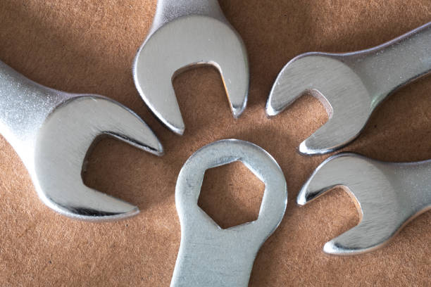 istock four spanner of different size lying in the direction of the hex-key 1163866489
