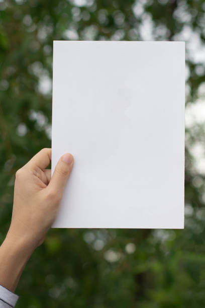 istock Woman holding paper blank 1163866643