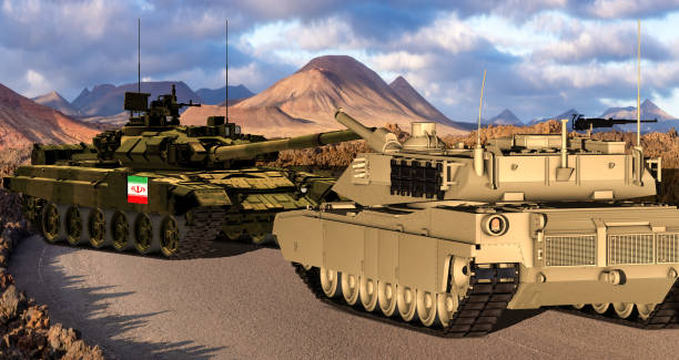 istock Two tanks for standing opposite each other-the vision of a possible military confrontation between the US and Iran 1163867383
