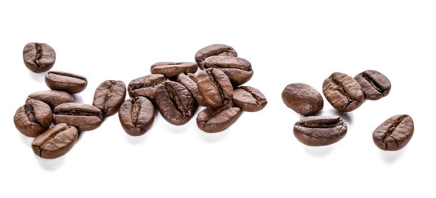 kaffeebohnen - bean macro brown roasted stock-fotos und bilder
