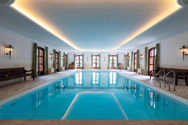 istock Indoor swimming pool in a private luxury villa 1163873450