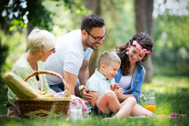 istock Multi generation family enjoying picnic in a park 1163873519