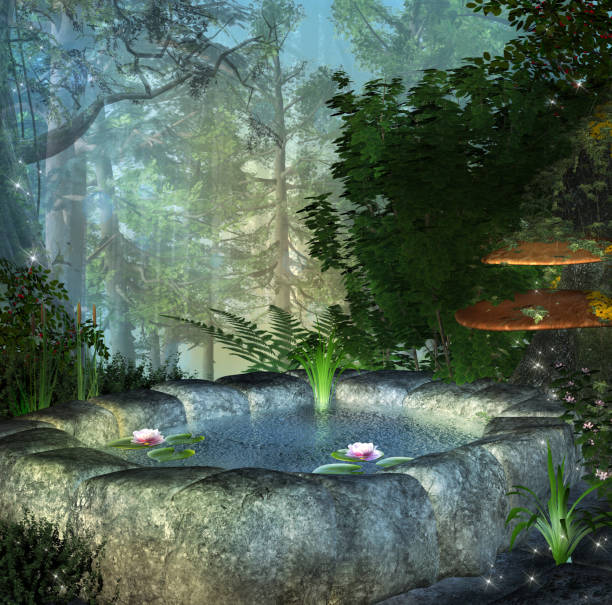 istock Fairy secret pond in the enchanted forest 1163875274