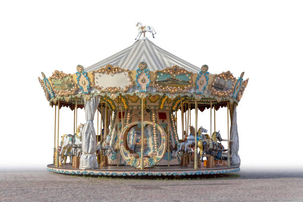 historic carousel partly isolated historic carousel seen in Mulhouse  in the Alsace region in France carousel photos stock pictures, royalty-free photos & images