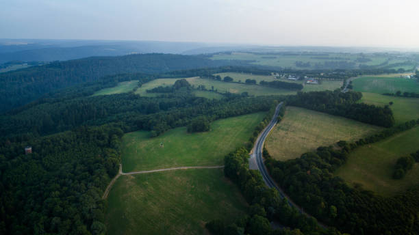 istock German landscape at dusk - aerial view 1163877321