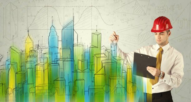 istock Business architect sketching a cityscape 1163877354