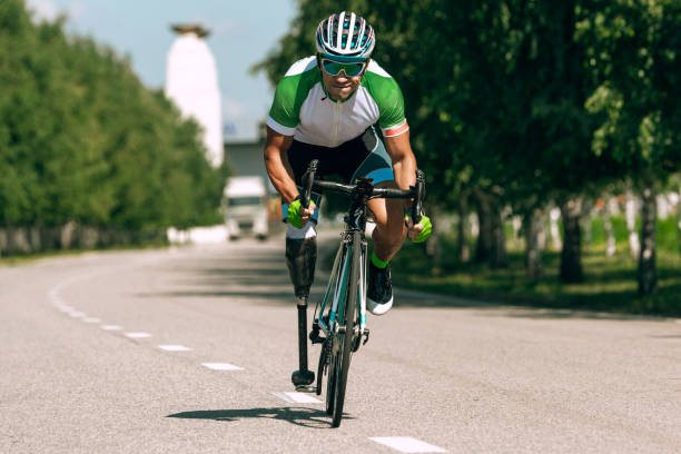 istock Athlete disabled amputee training in cycling 1163877538
